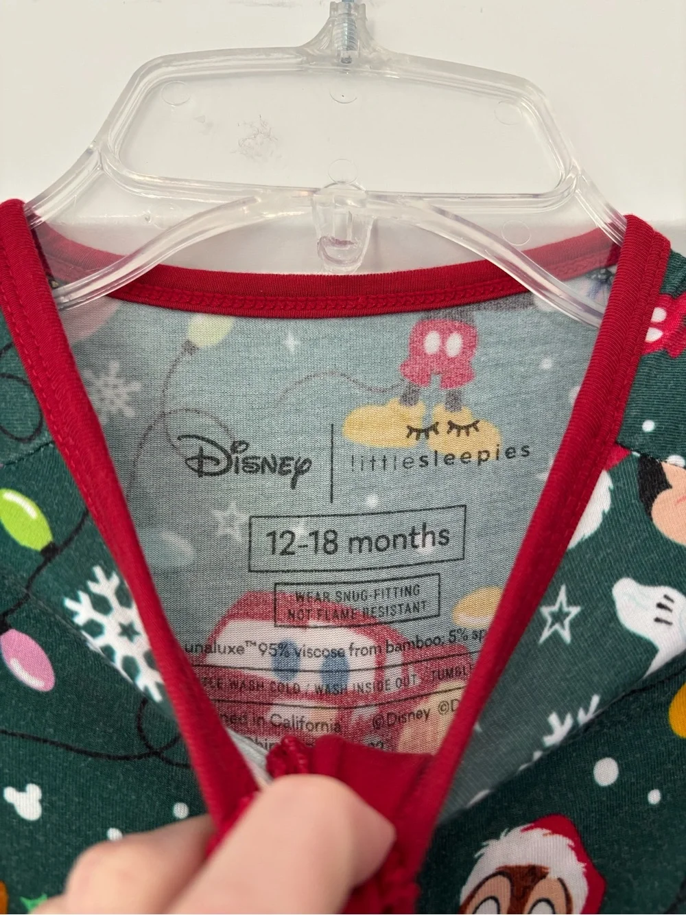 Little Sleepies Disney Christmas Parade Bamboo Zippy Pajama 12/18 months